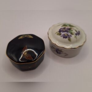 Vintage Porcelain Trinket Boxes - Tajimi/Lefton Style Set of 2